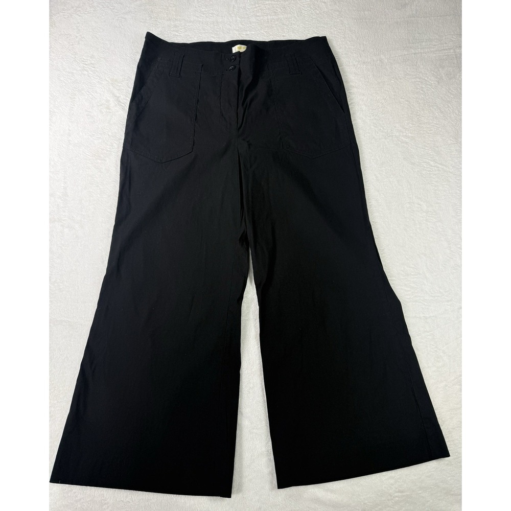 Anthropologie Maeve The Naomi Wide Leg Crop Pants Womens 16 Black